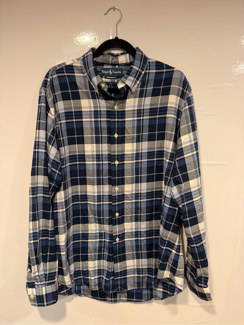 Ralph Lauren Men's Blue Plaid Button-Down Shirt
